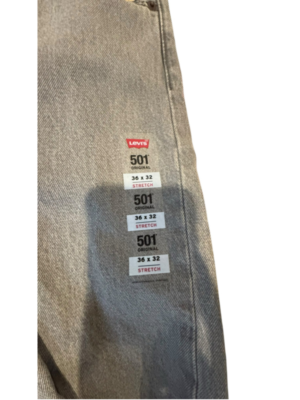 Men's Levi's 501 Original Fit Jeans Grey Waist 36 x 32 - Picture 3 of 5